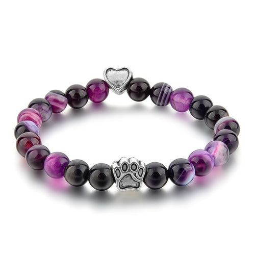 Best Friend Stone Bead Bracelet (Black & Purple)