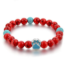 Best Friend Stone Bead Bracelet (Red & Aqua)