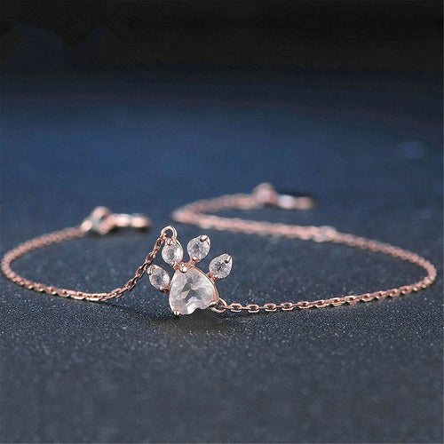Elegant Rose Chain With Cute Dog Paw
